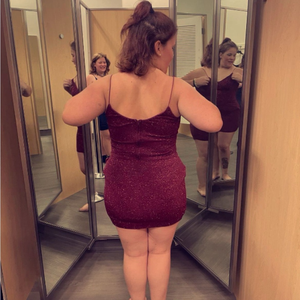 Wonder Nation Burgundy Sparkle Mini Dress